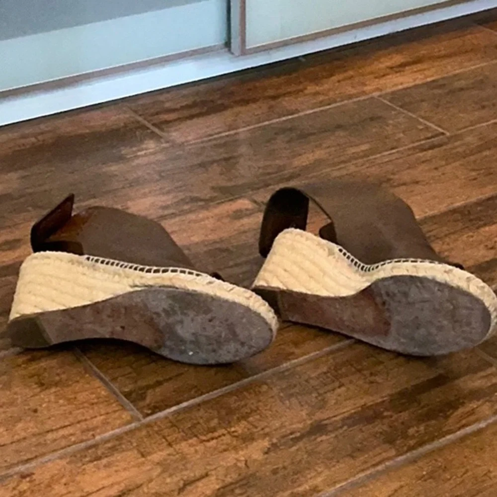Celine Brown leather wedge espadrilles size 11/41 perfect condition